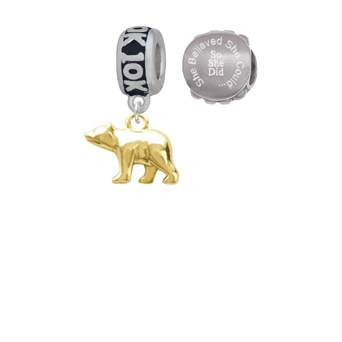Goldtone 3 D Bear 10 K Run она считала что может очаровать бусы (набор из 2)| |