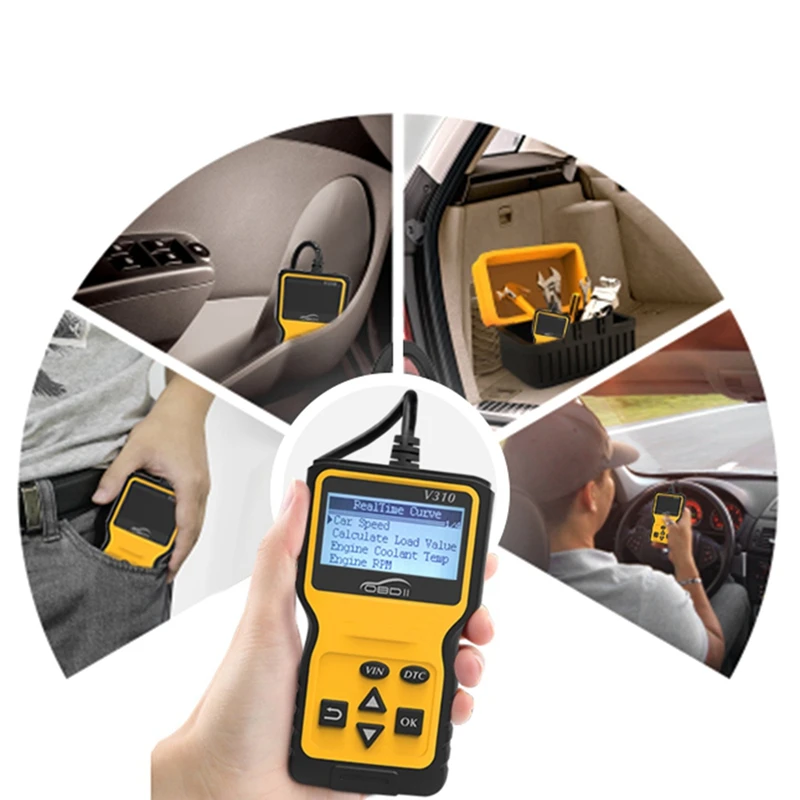 V310 автомобильный считыватель кодов Авто Can Obd2 сканер V1.1 16 Pin Мужской двигатель