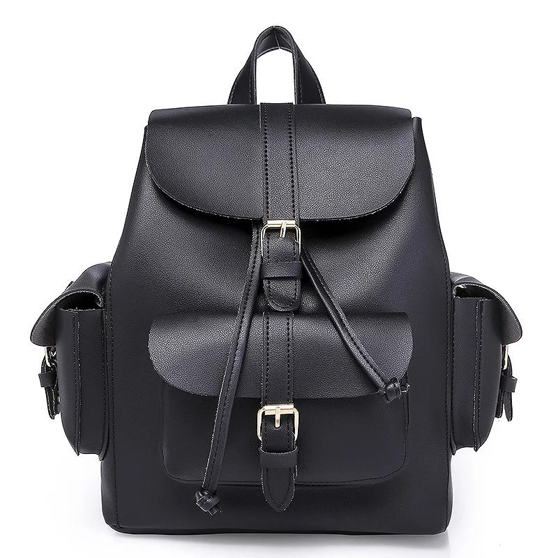 

Ladies Drawstring Leather Retro Backpack School Bag Backpack