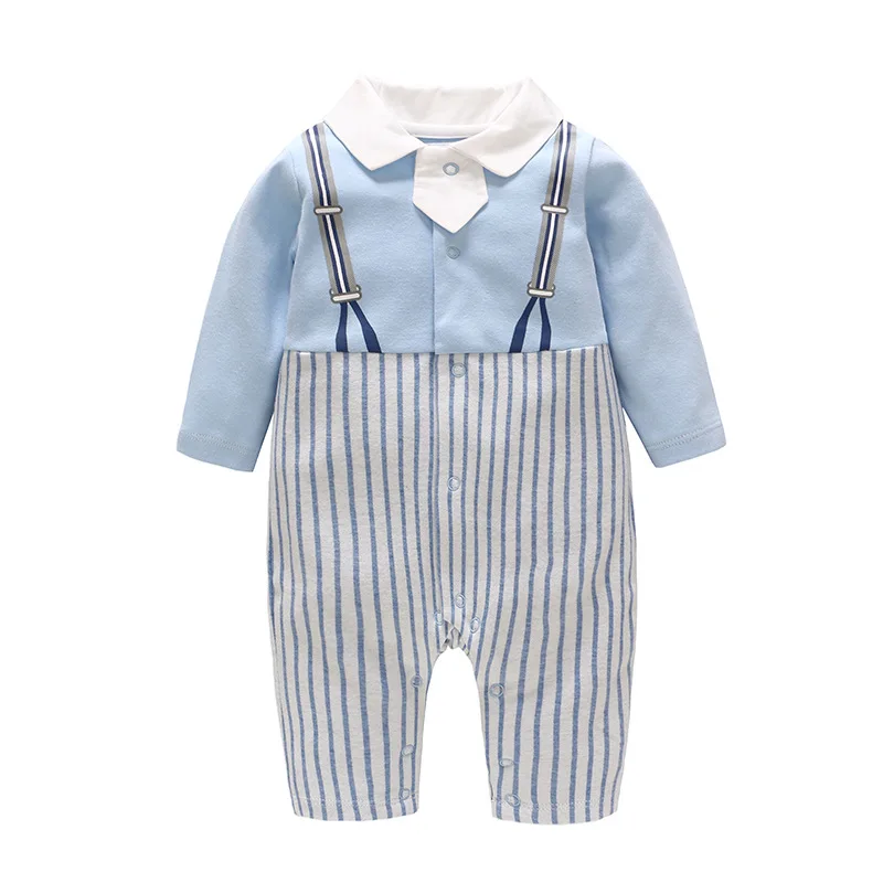 

Vlinder 2018New Baby Boys Rompers Newborn Button Infant Pajamas Pure Cotton Gentleman Style Formal Clothes Long Sleeves Jumpsuit