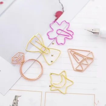 

Japanese Different shape Metal Paper Clip Metal Material Office Stationery and School Supplies 5PCS/Bag