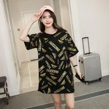 4202 летняя длинная футболка для женщин с коротким рукавом с полным буквенным принтом свободного размера плюс 3XL Harajuku Хип-Хоп футболка женская с круглым вырезом