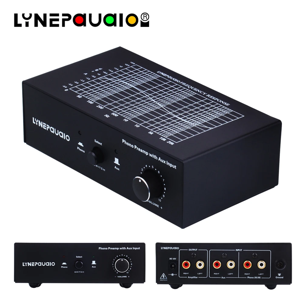 

LINEPAUDIO MM RIAA Turntable Phono Preamp With AUX Input Audio Signal Pre-Amplifier Volumer