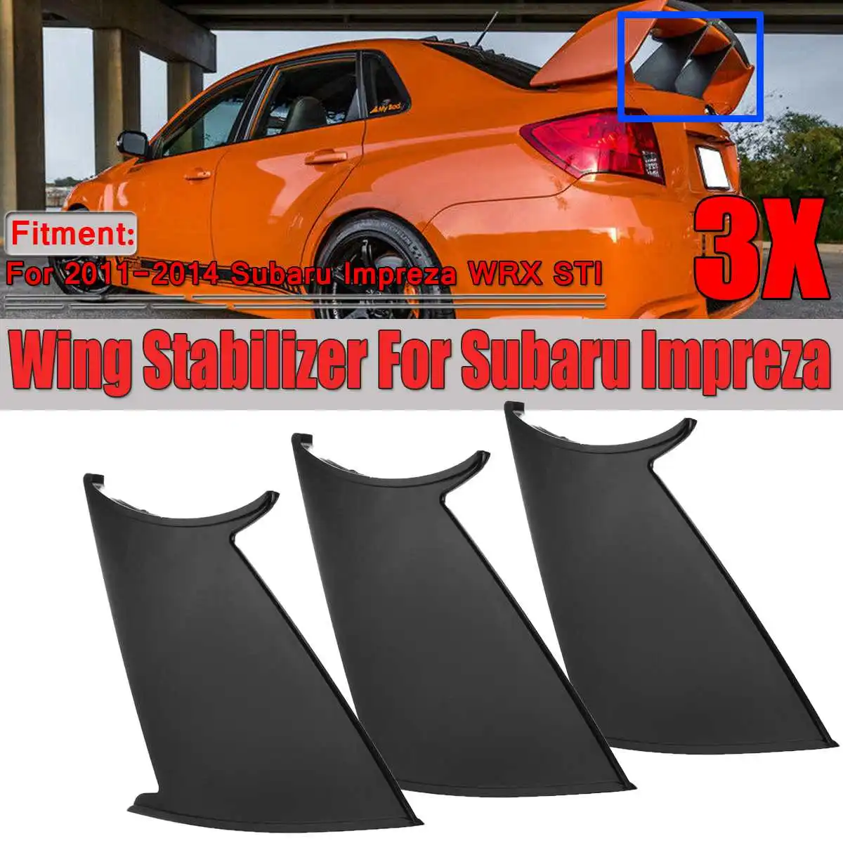 

3pcs Black Car Rear Spolier Wing Stabilizer For Subaru Impreza WRX STI Sedan 2011-2014 Back Spolier Wing Stiffi Support Bracket