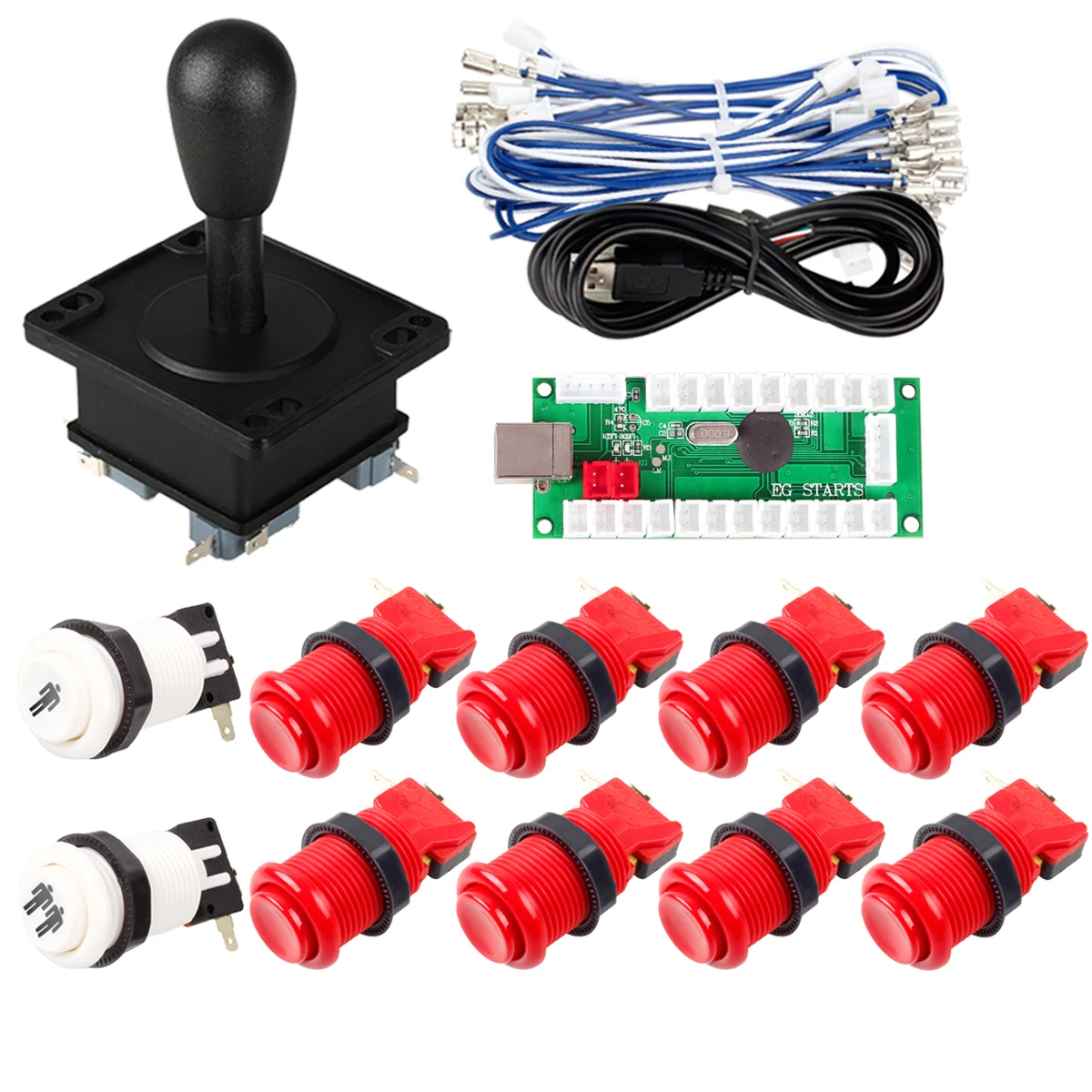 Arcade Buttons DIY Kit Zero Delay USB Encoder PC to Joystick 1x