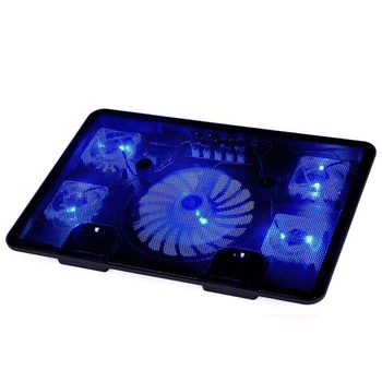 

NA JU Laptop Cooler Pad 14" 15.6" 17" with 5 fans 2 USB Port slide-proof stand Notebook Cooling Fan with light