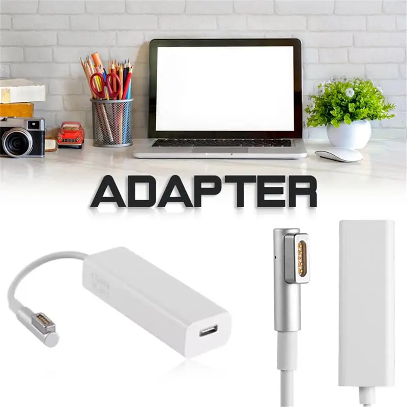 

Type C to Magsafe1 Tip 45W Magsafe2 Tip 60W Converter for Mackbook Pro Portable USB C USB3.1 to Magsafe Interface Adapter White