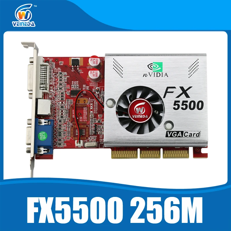 Видеокарты AGP видеокарта FX5500 256 МБ 128bit ddr карта DVI/VGA/S-video | Компьютеры и офис