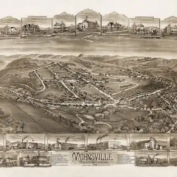 Винтажная карта Mohnsville Pennsylvania 1898 графство плакат печать (24x36)|Таблички и знаки| |