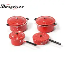 Dongzhur кукольный домик Миниатюрный 1:12 DIY Кукольный дом кухонная мебель аксессуары белый и красный мини горшок с 4 шт. набор дропшиппинг