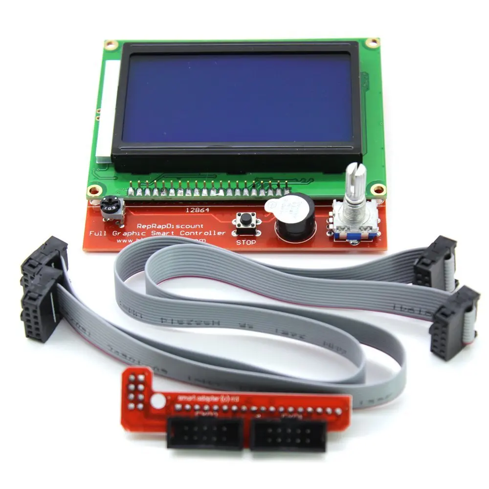 

Lcd 12864 Version Graphic Smart Display Controller Module With Adapter And Cable For Ramps 1.4 Reprap 3D Printer Kit