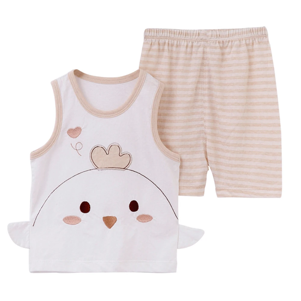 

Baby Boys Girls Clothes Set Cute Chick Cartoon Patterns Vest + Striped Shorts
