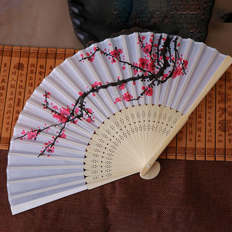 

Vintage Bamboo Folding Hand Held Flower Fan Chinese Dance Party Pocket Gifts