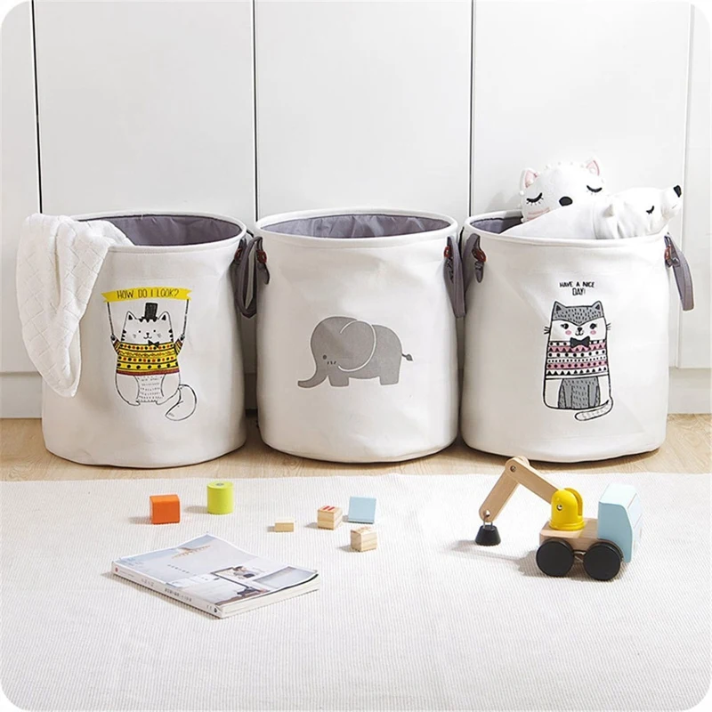Складной круглый Домашний Органайзер, Хлопковый мешок для корзин для хранения для детской комнаты, игрушек, белья, детской одежды