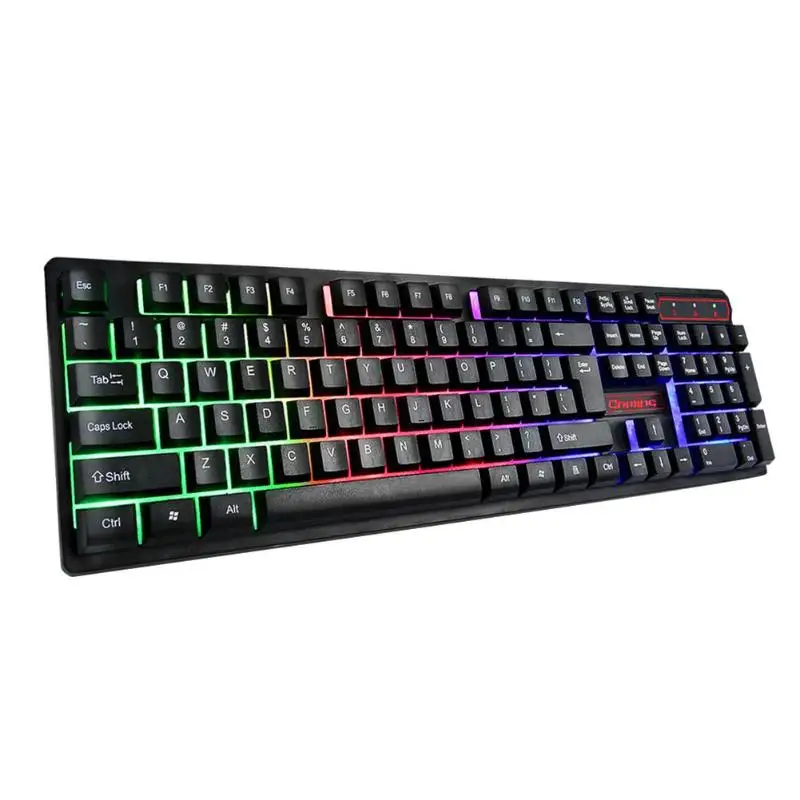 

104 Key Suspension Cap Rainbow Backlit Mechanical Feel USB Wired Gaming Keyboard for Computer PC Laptop