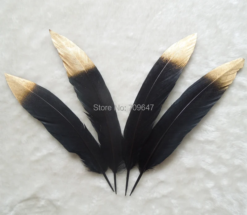 

50Pcs/Lot!6-8inches Gold Dipped Feathers,Black and Gold,Silver Pheasant Tail Feathers,Feather Embellishments,Craft Supplies