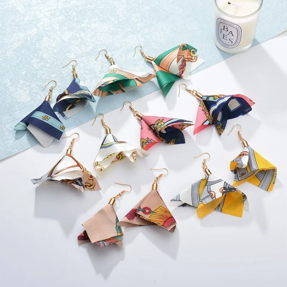 

Bohemia Casual Women Earrings Alloy Cloth Drop Earrings Female Fashion Jewelry Bohemian Drop Earings Handmade Wedding Jewelry