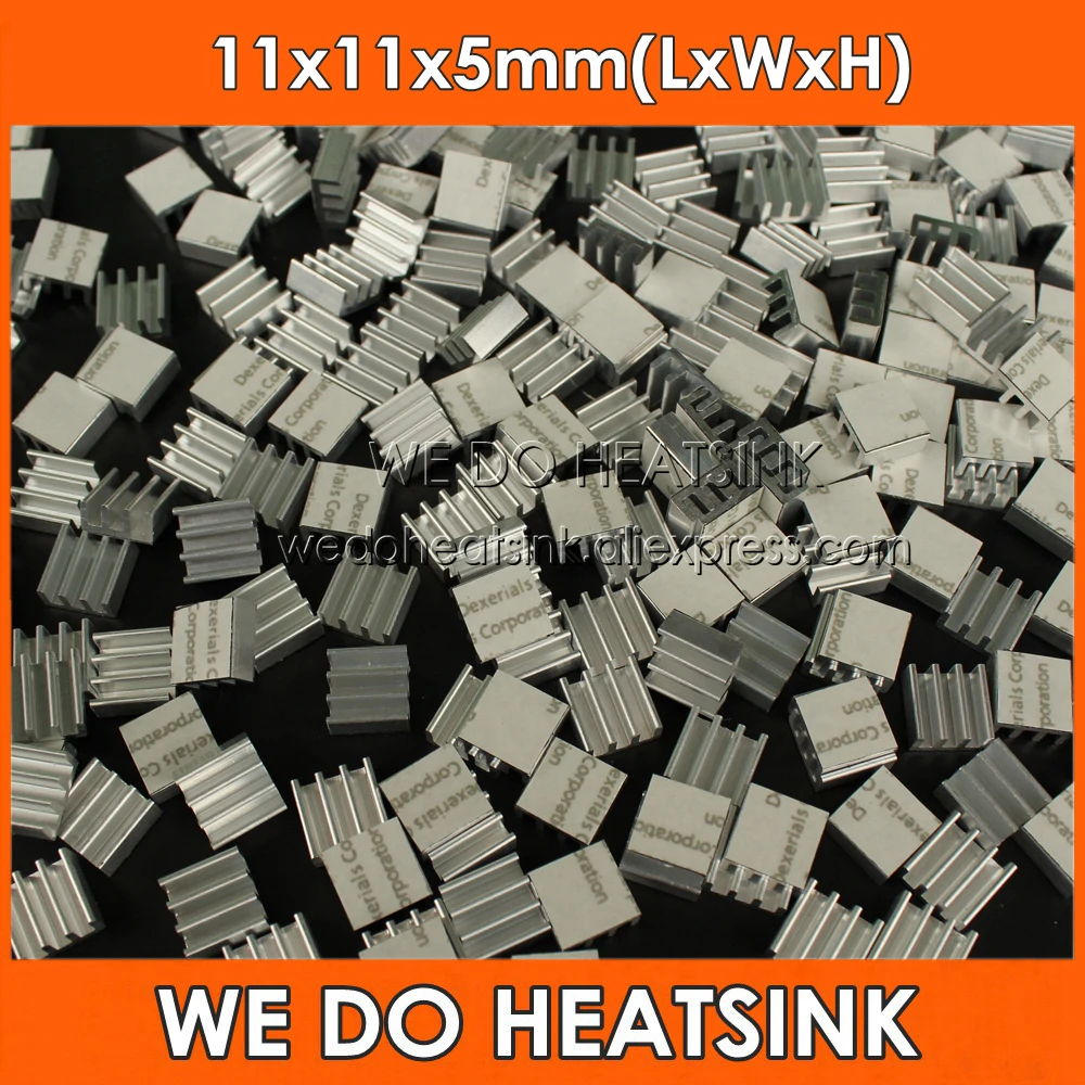 

50Pcs/Lot 11*11*5mm CPU Fans & Cooling Aluminum Heatsink Profile With Thermal Conductive Tape For IC DC Converter