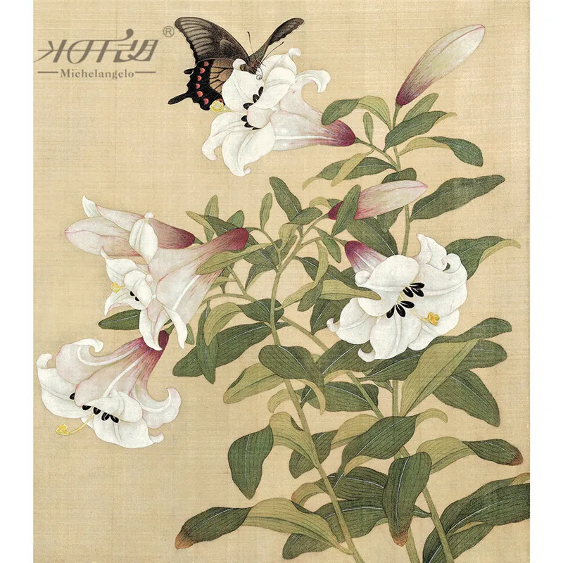 

Michelangelo Wooden Jigsaw Puzzles 500 Pieces Yu Zhi Morning Glory Flower Butterfly Chinese Paintings Art Educational Toys Decor