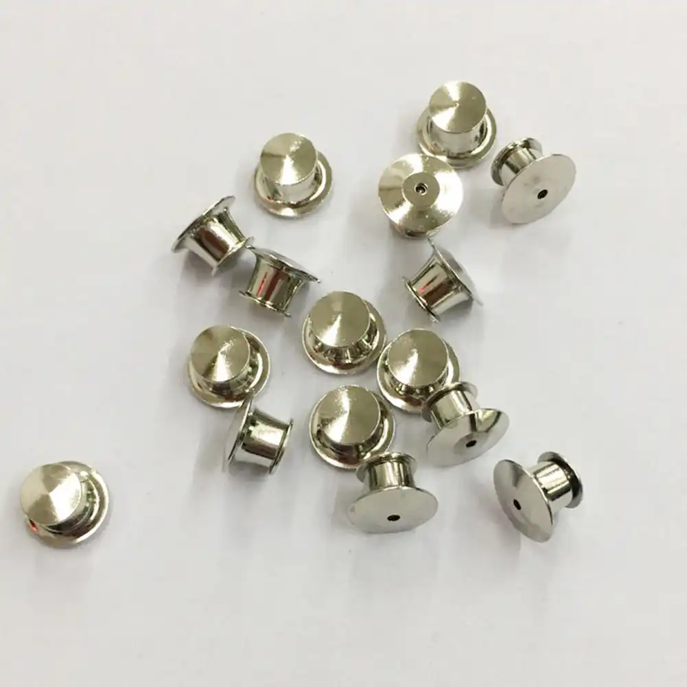 Silver Pin Locks,20 Pieces Metal Locking Pin Keepers Backs Replacement Pin Backs Clasp for Badges Insignia Name Tags Display Books Lanyards Bags Vests Hats