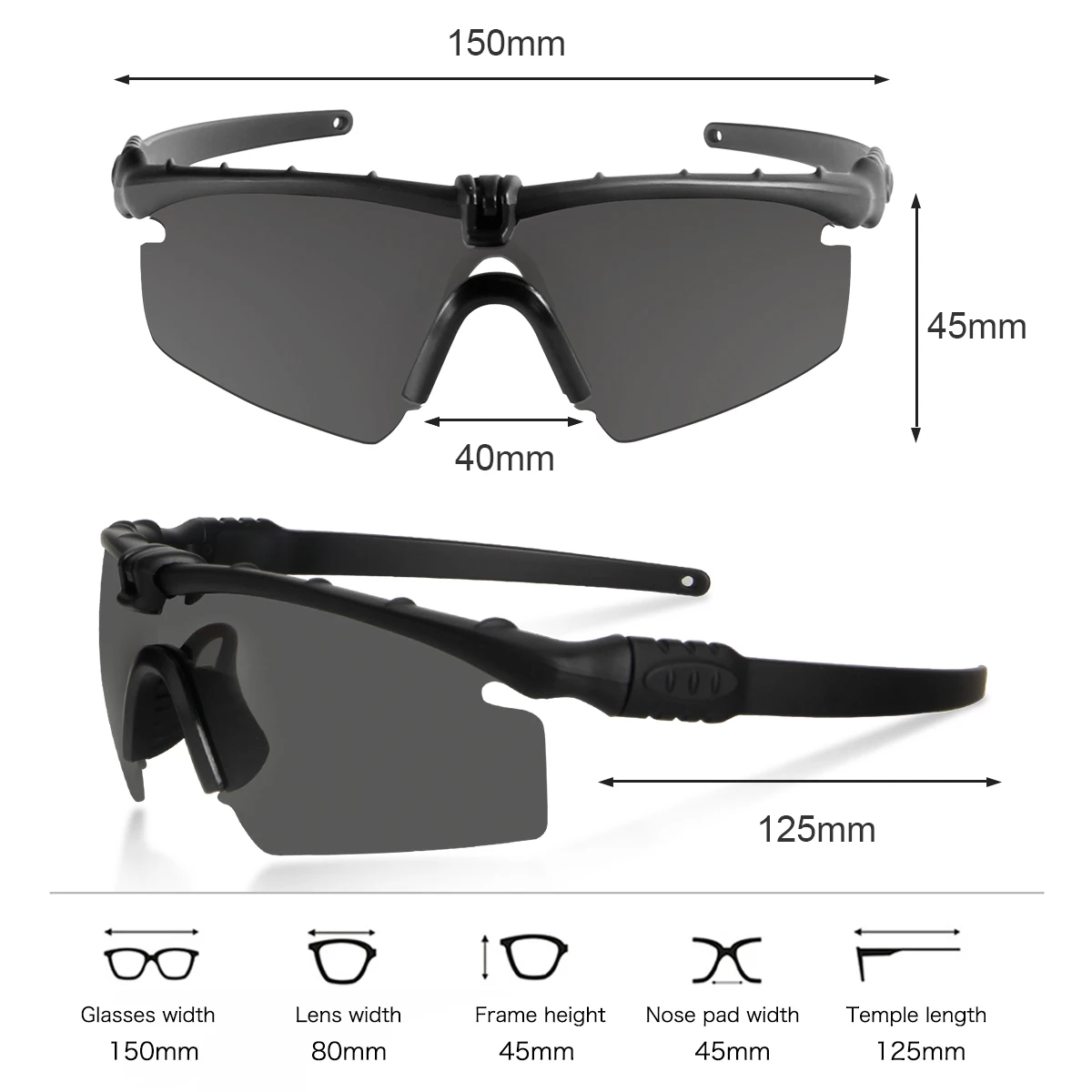 Billig Queshark Armee BALLISTISCHEN 3,0 Schutz Military Gläser Paintball Schießen Brille Taktische Polarisierte Sonnenbrille Myopie Rahmen