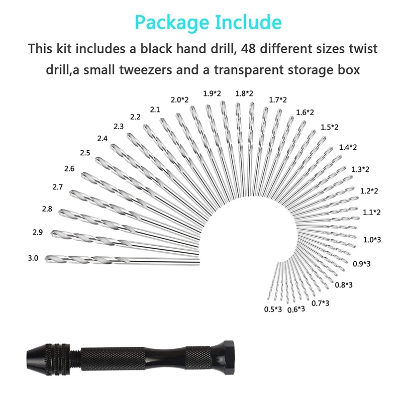 Ручная дрель набор прецизионная шпилька тиски с 49 шт. мини спиральные сверла для модели, Diy, изготовления ювелирных изделий, многофункциональный роторный инструмент Dril