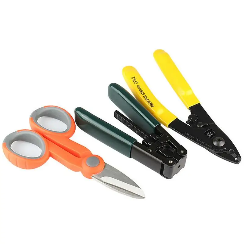 

3PCS/SET AUA Fiber Optic Tool Kits FTTH Stripping Double-hole Fiber Pliers Stripping Scissors Tool