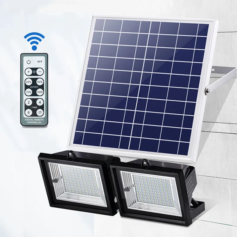 

Mising 2Pcs Remote Control 80 LED Flood Light Dimmable Timer Waterproof Solar Light Street Light