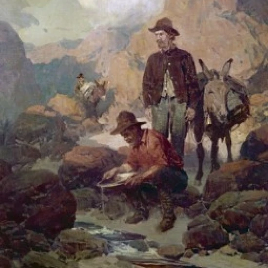 Шахтеров во время золотой лихорадки 1849 в Калифорнии Бен Джонсон (b.20th C.