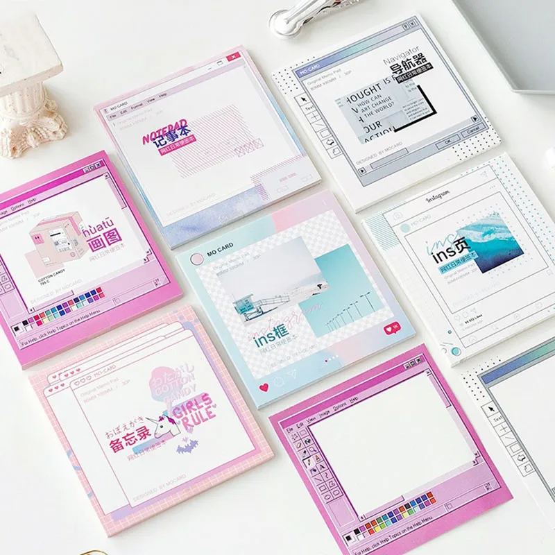 

Computer Game Memo Pad Creative Watercolor Paper Sticky Notes For Book Mark Office School Supplies Girls Gifts Kawaii Stationery