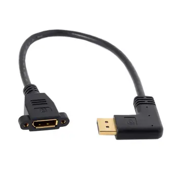 

10pcs/lot CY DisplayPort Display Port Male to Female 90 Degree Right Down Angled / Left Down Angled Extension Cable 30cm Black