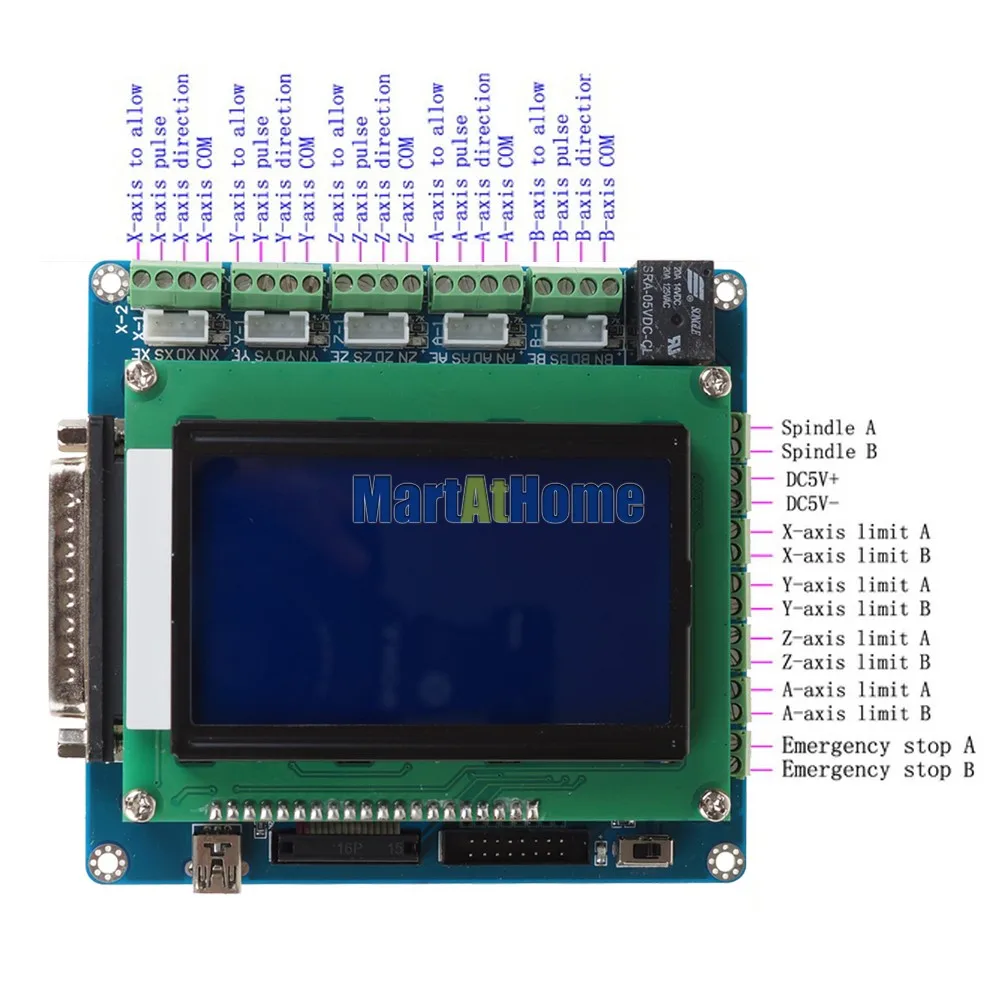 Умная плата с ЧПУ 5 осями и цифровым ЖК дисплеем поддержка Mach3/EMC2/KCAM4 # SM613 @ CF|display