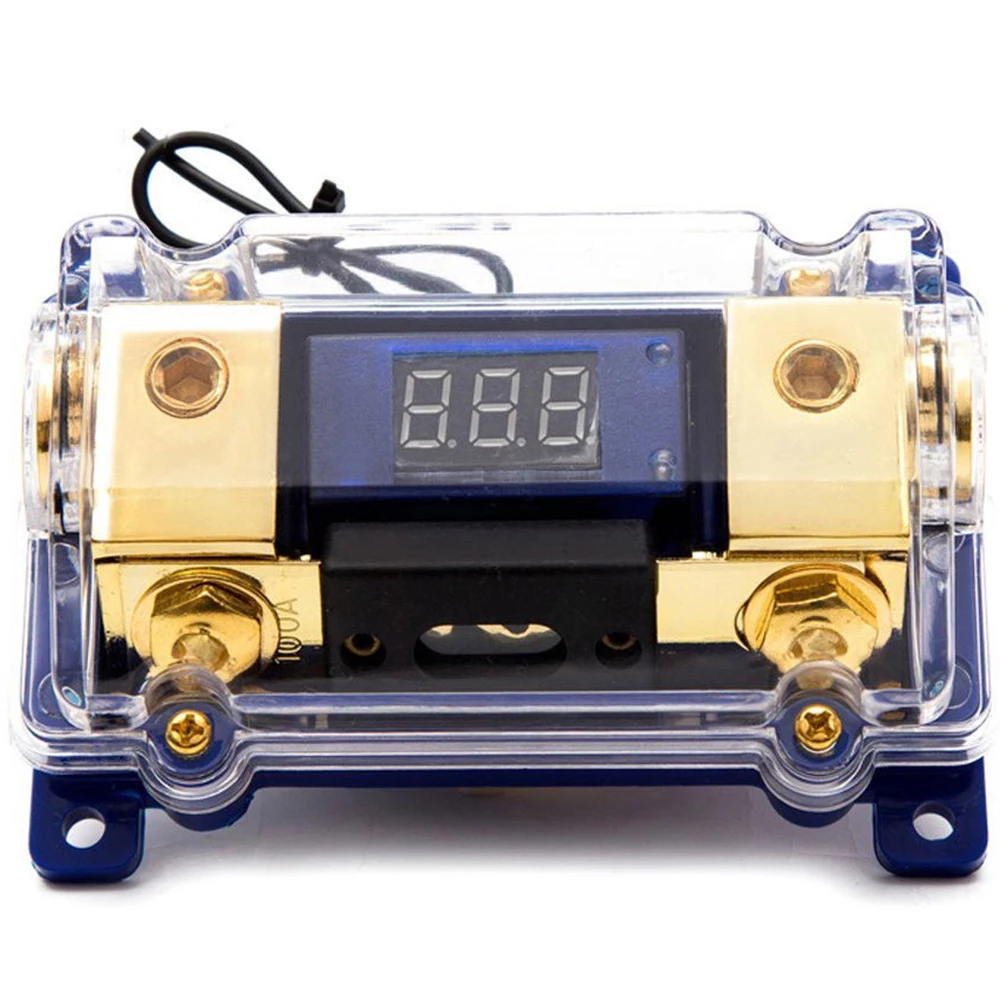 

Universal 100A Car Auto Vehicle Audio Power Fuse Box 2 Way Holder Block with LED Voltage Display Audio Fuse Holder