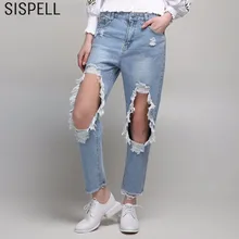 SISPELL рваные джинсы брюки-бойфренды для женщин отверстие промывают лодыжки длина брюки Женская молния модная свободная одежда Новинка