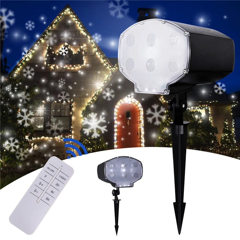 

US Plug LED Christmas Party Laser Projector IP65 Outdoor Snow Projector Light Moving Snowfall Laser Light Projector F6