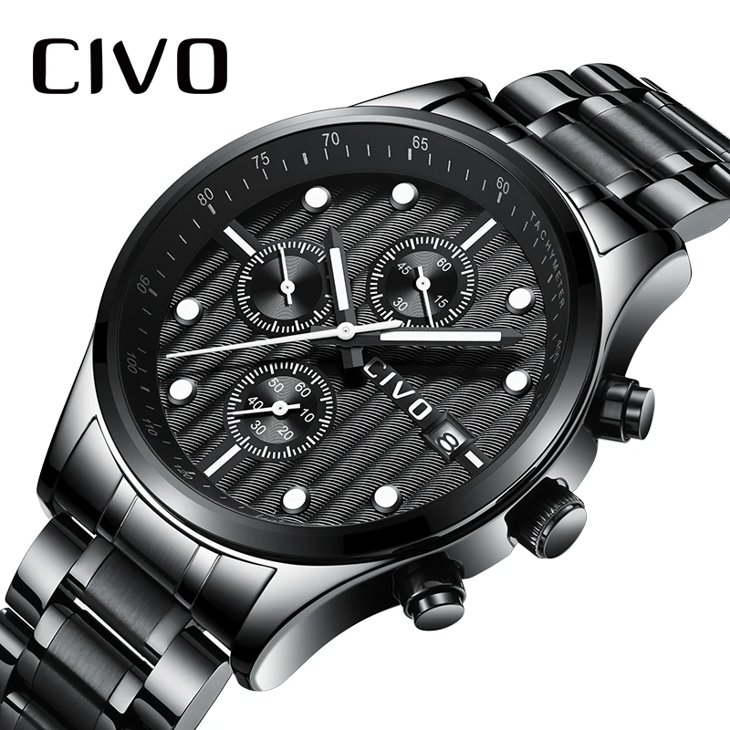 

CIVO Mens Watches 2019 Luxury Brand Watch For Men Waterproof Chronograph Analogue Quartz Wrist Watch Man Clock Relogio Masculino