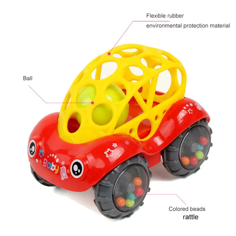 От 0 до 2 лет младенческой малыша погремушку игрушка-рулон автомобиля Симпатичные мягкие гибким, податливым Звуки для детей игрушка-прорезыватель для зубов