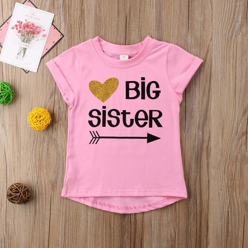 Pudcoco/Одежда для девочек; одинаковый костюм для новорожденных и детей постарше; футболка для крупных сестер; Комбинезон для маленьких сестер