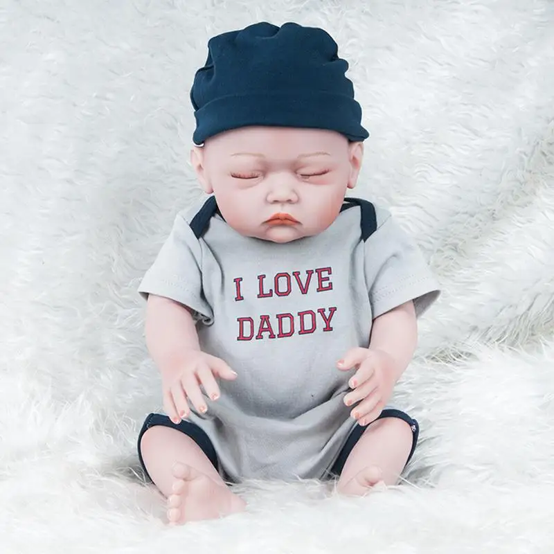 

52CM reborn baby doll lifelike newborn infant boy toy boy doll full silicone soft boy doll+clothes+hat set