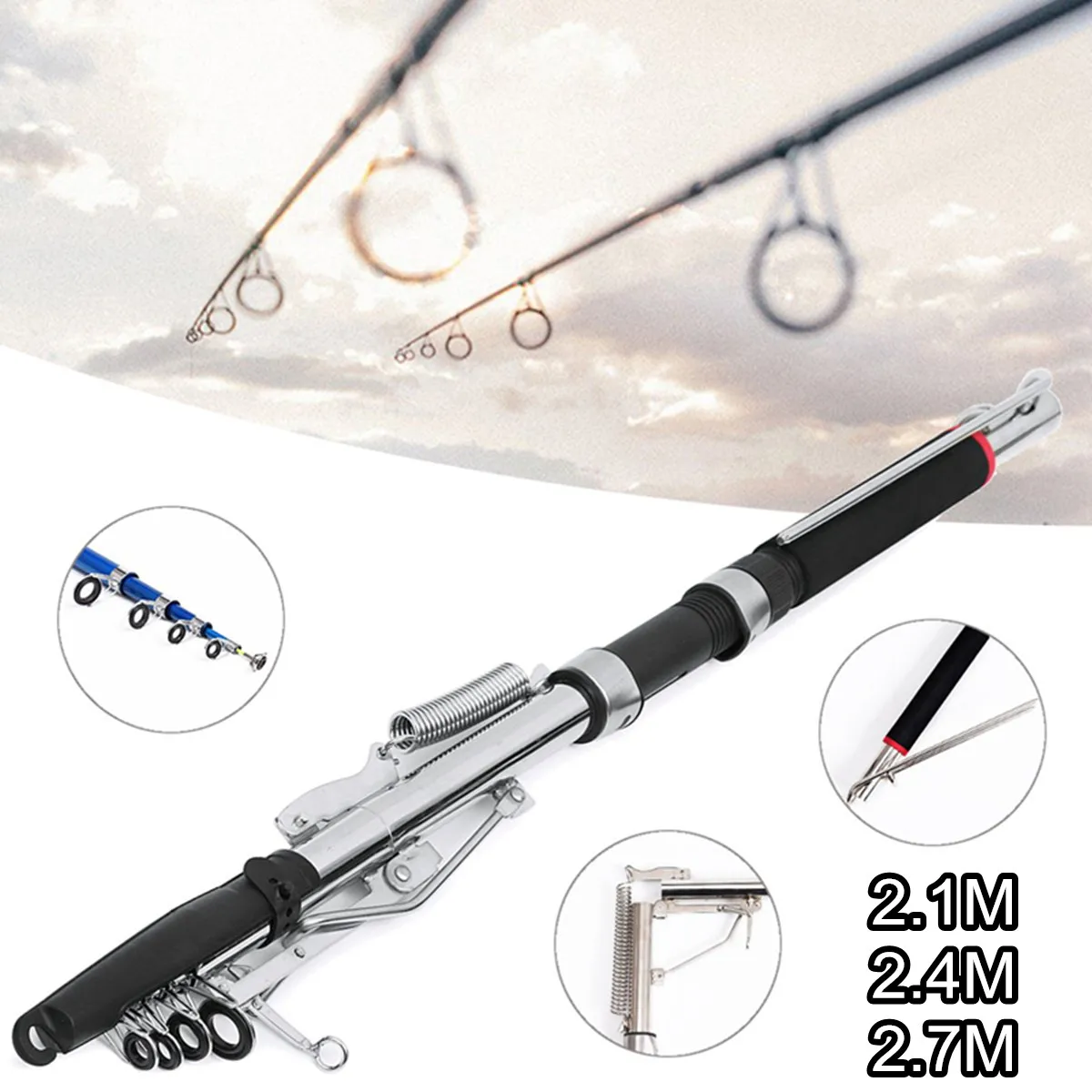2.1m/2.4m/2.7m Stainless Steel Automatic Fishing Rod Spinning