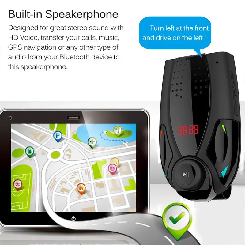 Перезаряжаемый автомобильный спикерфон комплект Bluetooth fm передатчик козырек