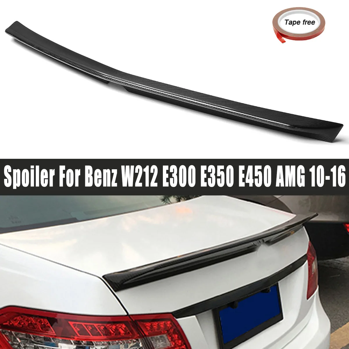 

Real Carbon Fiber V Style Rear Trunk Spoiler Wing Lip For Mercedes-Benz W212 for AMG Sedan 2010-2016