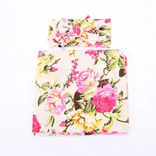 Для маленьких девочек одеяльце для новорожденных пеленки с цветами Одеяло детская пеленка для сна муслиновая пеленка+ повязка на голову 2 шт