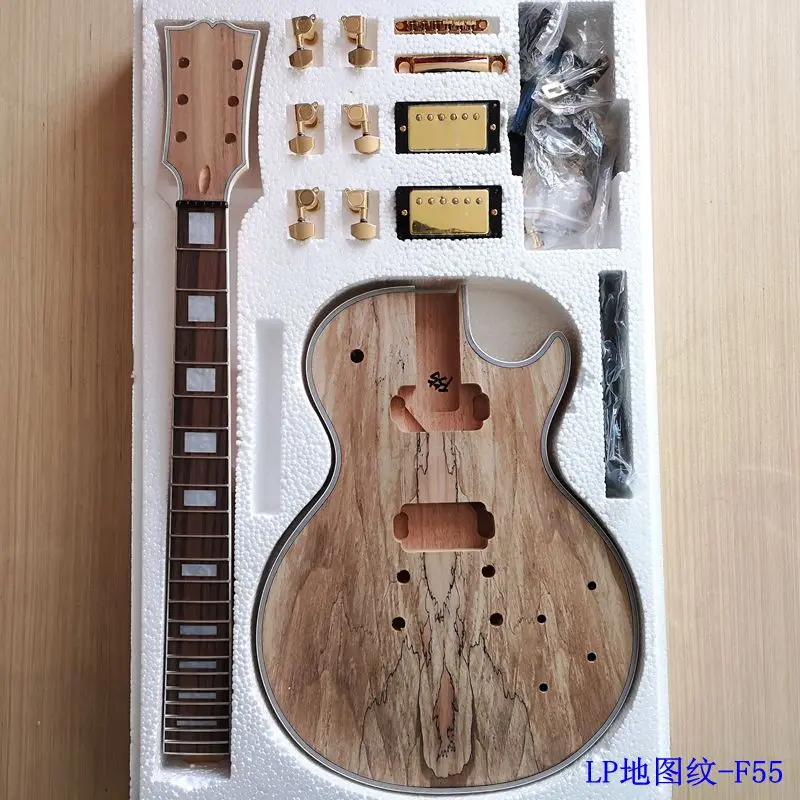 

DIY LP Style Electric Guitar Spalted Maple VENEER+ African Mahogany Okoume Body Neck Rosewood Fingerboard Set Guitars Pre-sale