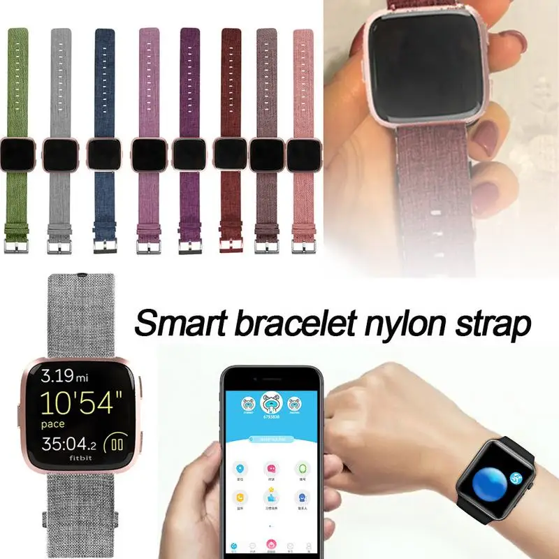 

New Canvas Watch Band Strap With Buckle Connector For Fitbit Versa Sport Smart Band High Quality