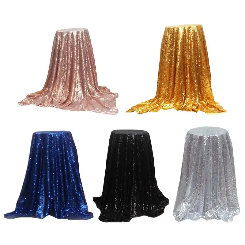 

125CM*125CM Silver Sequined Tablecloth Wedding Banquet Decorative Background Cloth Silver Sequins Decorative Background Cloth