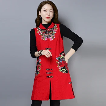 

Vintage Floral Embroidery Vest Women Waistcoat Turn-down Collar Sleeveless Jacket Single Breasted Pockets Coat Colete Feminino