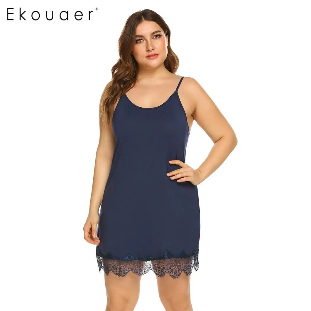 Ekouaer XL 5XL летняя Ночная рубашка большого размера женское платье для сна с