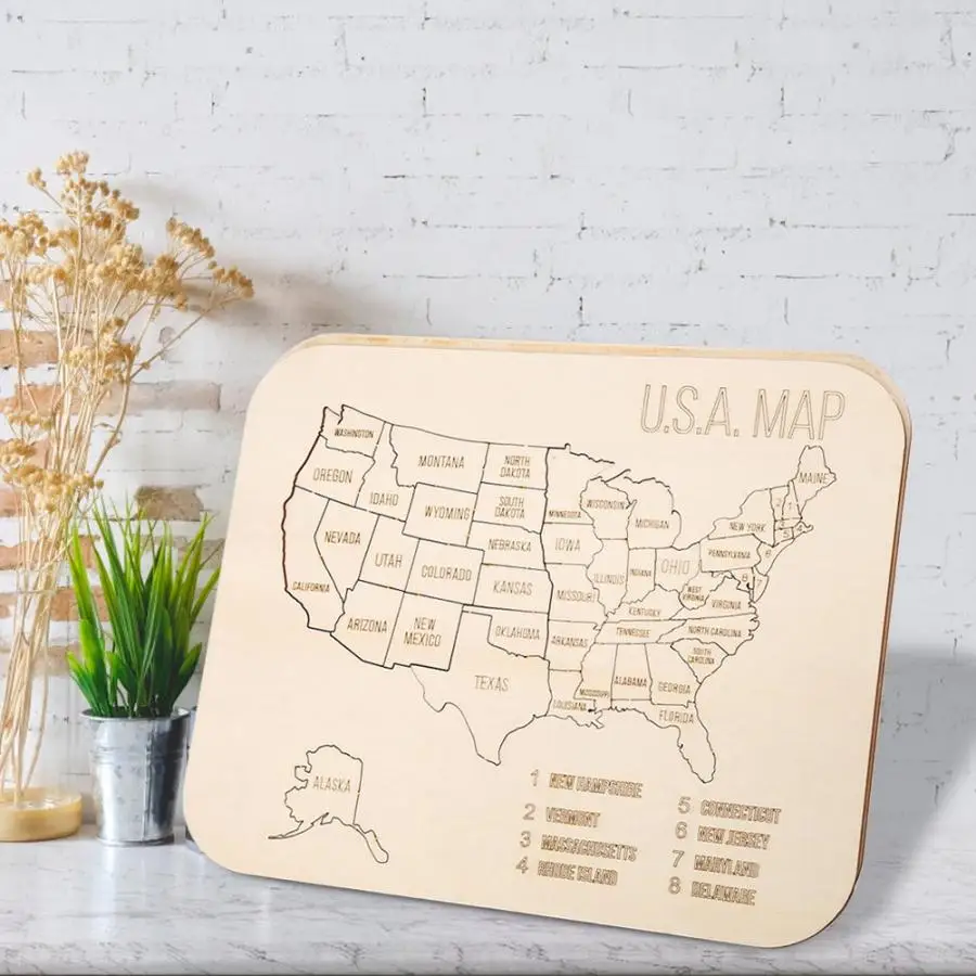 

TOPINCN Wooden USA Map Puzzle Toy Preschool Learning Educational Toys Blocks Puzzle