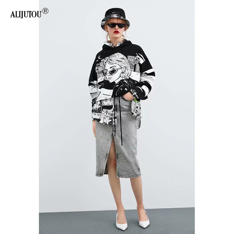 Zaraing spring Sweatshirts For Women 2019 Art Collection Short Long Sleeve Printing Hoodies Clothing Feminina Loose Pullover